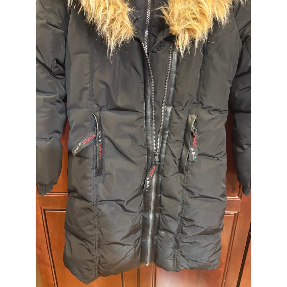 Canada Weather Gear Womens Black Long Parka Fur Trim Size S - Picture 12 of 14